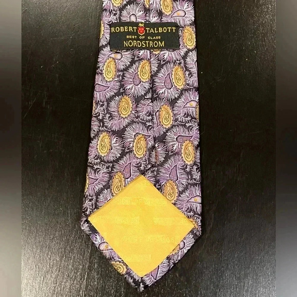 Robert Talbott Best of Class Mens Silk Necktie Purple Gold Ornate Paisley Tie - Picture 6 of 10